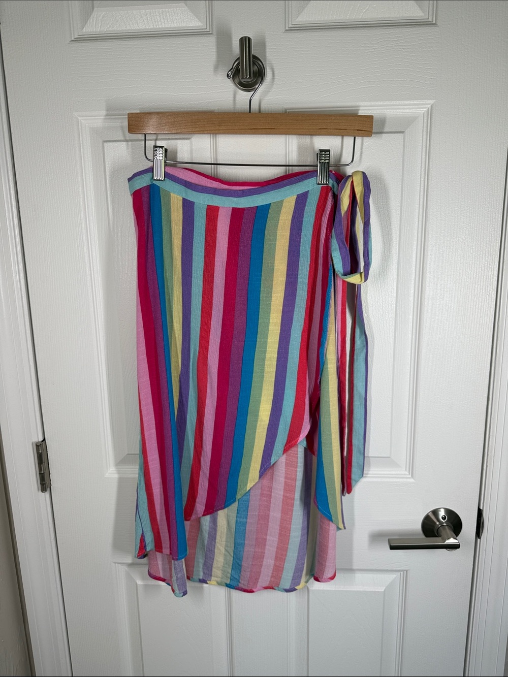 Show Me Your MUMU Barbie multicolor vertical striped wrap skirt size small
